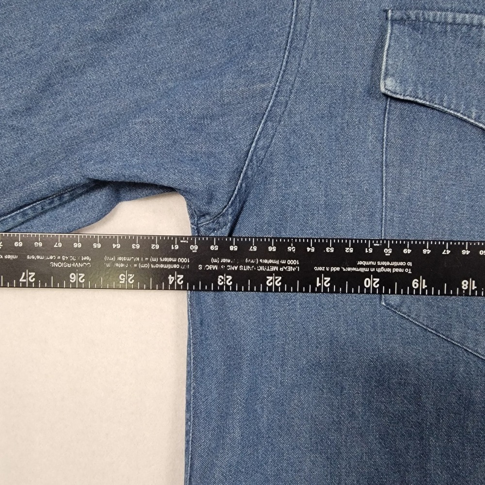 Just Western Shirt Mens L Blue Tan Two Tone Denim Cotton Cowboy - Picture 8 of 12
